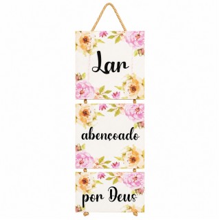 JOGO DE PLACAS DECORATIVAS DE MADEIRA COM CORDA REF: JPL2229