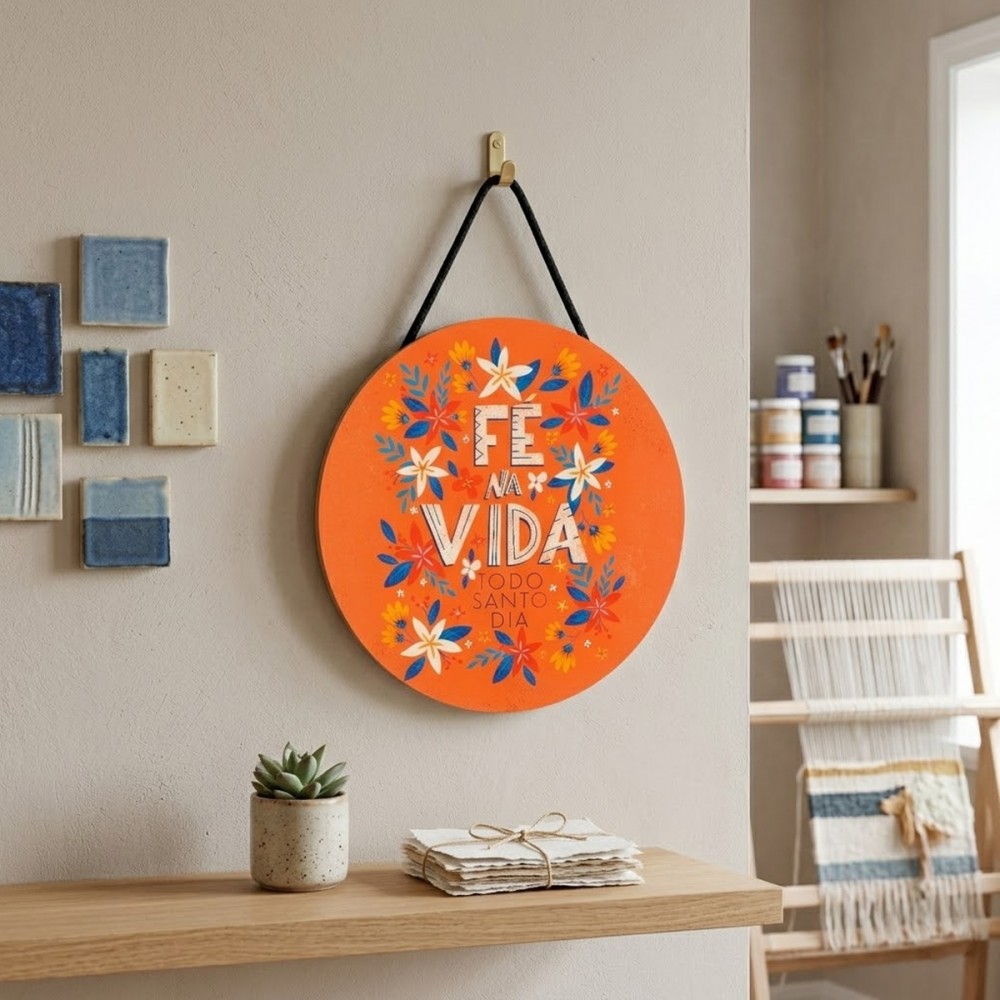 PLACA DECORATIVA DE MADEIRA COM CORDA REF: JPL2239