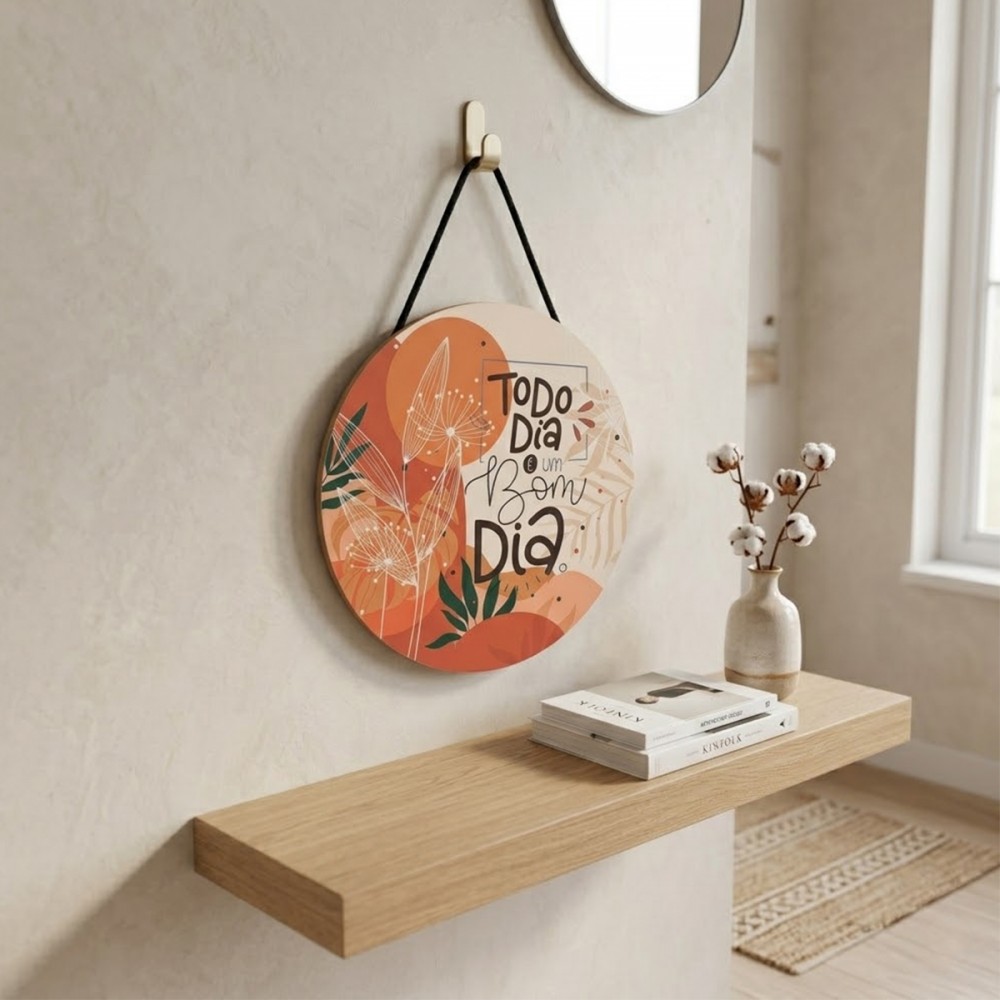 PLACA DECORATIVA DE MADEIRA COM CORDA REF: JPL2246