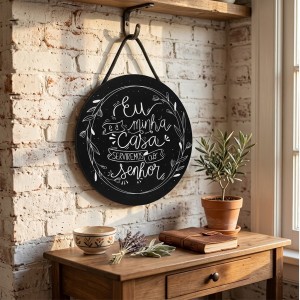 PLACA DECORATIVA DE MADEIRA COM CORDA REF: JPL2247