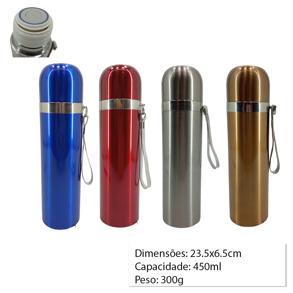GARRAFA TERMICA DE INOX 450ML REF:HG83536