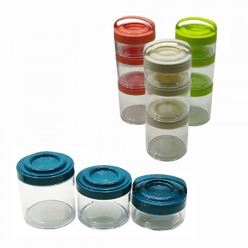KIT 3 MINI POTES PARA MANTIMENTOS EM PLÁSTICO REF: HU56680