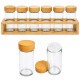 CONJUNTO 6 POTES DE VIDRO COM 1 BASE DE BAMBU REF: 7542