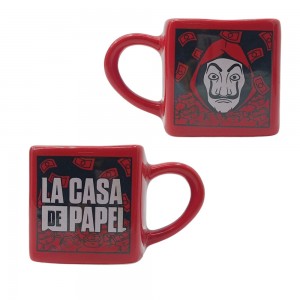 CANECA QUADRADA LA CASA DE PAPEL EM CERÂMICA 330ML  REF: 19410 CANECA QUADRADA LA CASA DE PAPEL EM CERÂMICA 330ML  REF: 19410