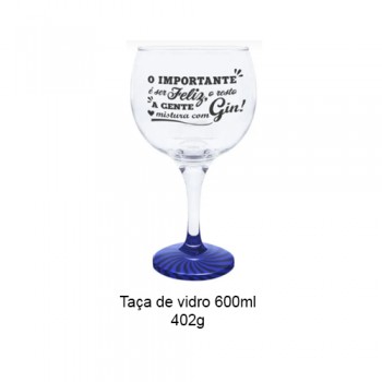 TAÇA 600ML GIN SER FELIZ AZUL REF: 8664