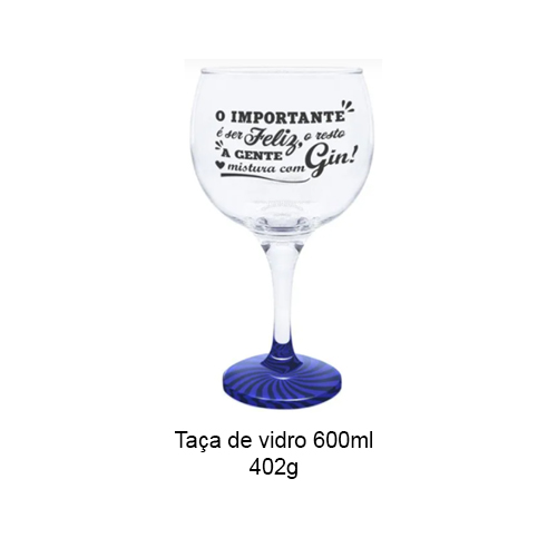 TAÇA 600ML GIN SER FELIZ AZUL REF: 8664