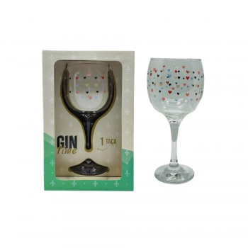 TAÇA GIN EM VIDRO MODELO CORAÇÕES 600ML  REF: 8667