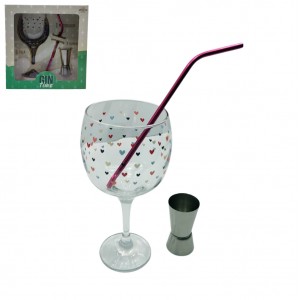 KIT GIN MODELO CORAÇÕES COLORIDOS 600ML  REF: 8668 KIT GIN MODELO CORAÇÕES COLORIDOS 600ML  REF: 8668