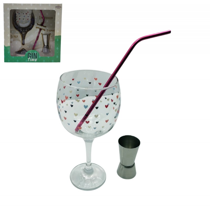 KIT GIN MODELO CORAÇÕES COLORIDOS 600ML REF: 8668 KIT GIN MODELO CORAÇÕES COLORIDOS 600ML REF: 8668