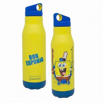 GARRAFA SPACE MODELO BOB ESPONJA  EM INOX 600ML REF: 10072762