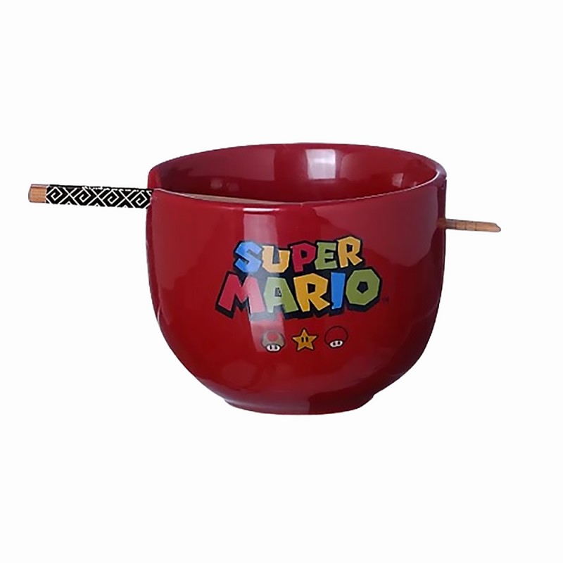 BOWL COM HASHI MODELO SUPER MARIO EM PORCELANA 500ML REF: 10025570