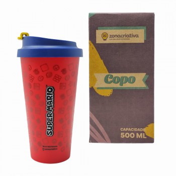 COPO DE VIAGEM MODELO SUPER MARIO EM PLÁSTICO 500ML REF: 10025587