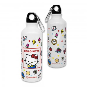 GARRAFA MOSQUETÃO MODELO HELLO KITTY EM ALUMÍNIO 500ML REF: 10073073 GARRAFA MOSQUETÃO MODELO HELLO KITTY EM ALUMÍNIO 500ML REF: 10073073