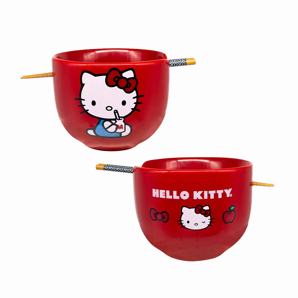 BOWL COM HASHI MODELO HELLO KITTY EM PORCELANA 500ML REF: 10025835