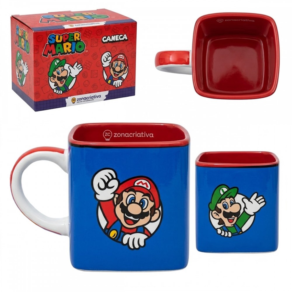 CANECA CUBO 300ML SUPER MARIO DE CERÂMICA REF: 10025948