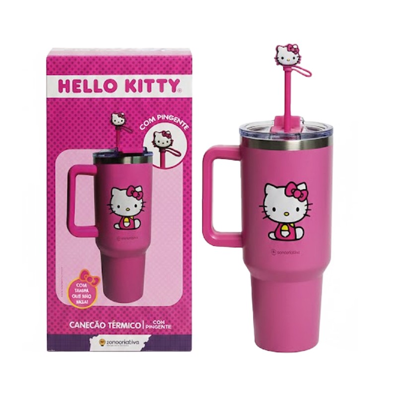 CANECÃO TUMBLER COM PINGENTE 1,15 LITROS HELLO KITTY REF: 10025960 CANECÃO TUMBLER COM PINGENTE 1,15 LITROS HELLO KITTY REF: 10025960