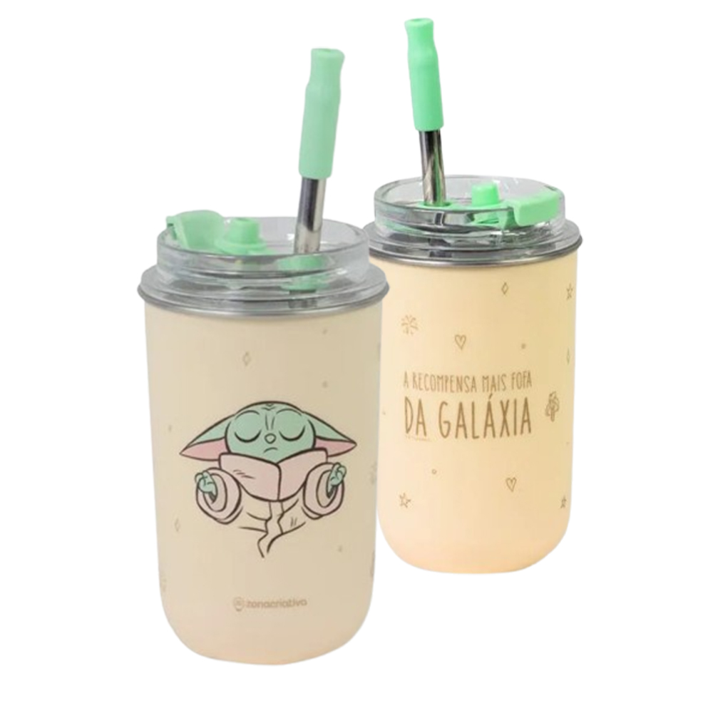 COPO COM CANUDO 300ML BABY YODA REF: 10026011