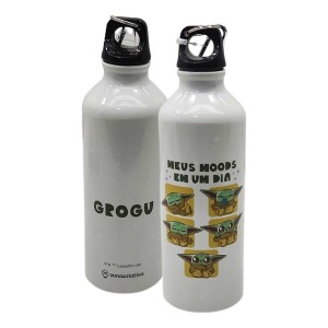 GARRAFA DE ALUMÍNIO 500ML COM MOSQUETÃO BABY YODA REF: 10073291
