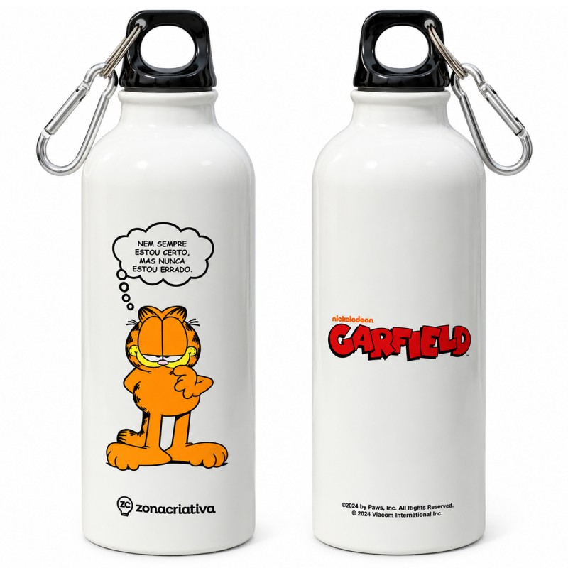 GARRAFA MOSQUETÃO MODELO GARFIELD EM ALUMÍNIO 500ML REF: 10073302