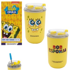COPO NEO COM CANUDO BOB ESPONJA 300ML REF: 10073315