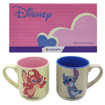 KIT CANECA STITCH E ANGEL 400ML DE CERÂMICA REF: 10026384