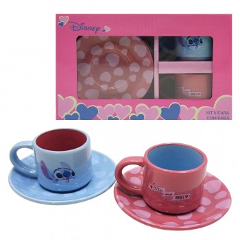 KIT XICARA COM PIRES STITCH E ANGEL DE CERÂMICA REF:10026389 KIT XICARA COM PIRES STITCH E ANGEL DE CERÂMICA REF:10026389