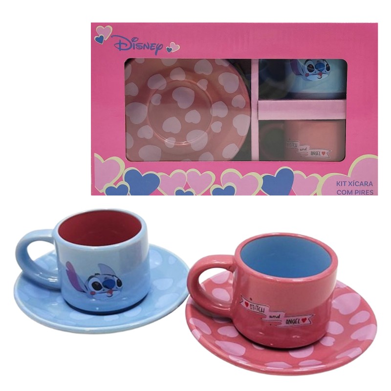 KIT XICARA COM PIRES STITCH E ANGEL DE CERÂMICA REF:10026389 KIT XICARA COM PIRES STITCH E ANGEL DE CERÂMICA REF:10026389
