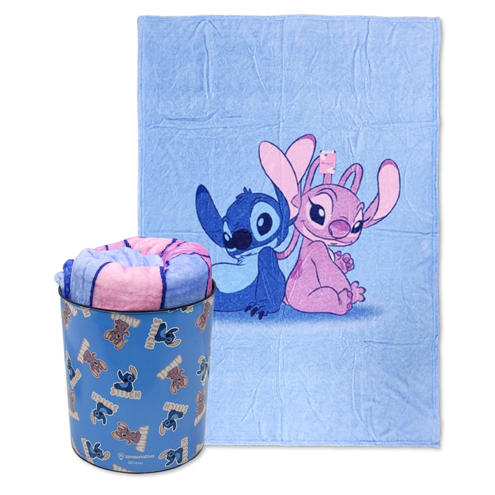 KIT BALDE + MANTA MODELO STITCH & ANGEL EM FIBRA E PLÁSTICO REF: 10140949 KIT BALDE + MANTA MODELO STITCH & ANGEL EM FIBRA E PLÁSTICO REF: 10140949