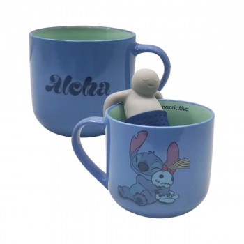 CANECA COM INFUSOR MODELO  STITCH EM CERÂMICA 350ML REF: 10026420