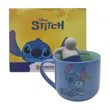 CANECA COM INFUSOR MODELO  STITCH EM CERÂMICA 350ML REF: 10026420
