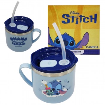 CANECA FLIP 250ML MODEELO STITCH EM METAL E PLÁSTICO REF: 10026450