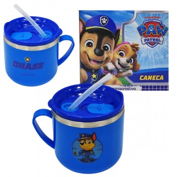 CANECA FLIP 250ML PATRULHA CANINA CHASE EM METAL E PLÁSTICO REF: 10026452