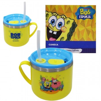 CANECA FLIP 250ML MODELO BOB ESPONJA EM METAL E PLÁSTICO REF: 10026461
