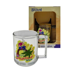 CANECA VENEZA MODELO STITCH ALICE NO PAIS DAS MARAVILHAS EM VIDRO REF: 10026522