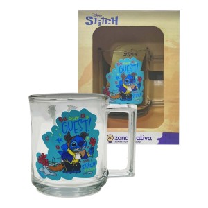 CANECA VENEZA MODELO STITCH BELA E A FERA EM VIDRO 250ML REF: 