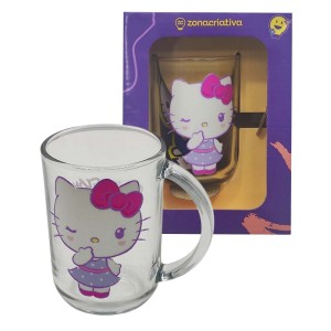 CANECA VERONA MODELO HELLO KITTY  300ML EM VIDRO REF: 10026536 CANECA VERONA MODELO HELLO KITTY  300ML EM VIDRO REF: 10026536