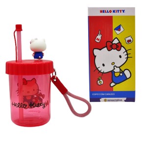 COPO COM CANUDO FLIP 500ML MODELO HELLO KITTY REF: 10026566