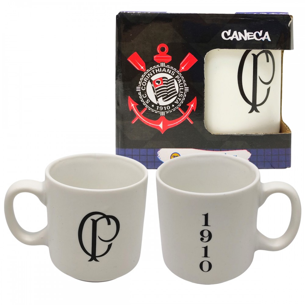 CANECA MINI 100ML CORINTHIANS WHITE DE CERÂMICA REF: 10026626 CANECA MINI 100ML CORINTHIANS WHITE DE CERÂMICA REF: 10026626