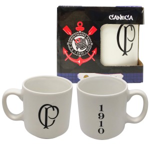 CANECA MINI 100ML CORINTHIANS WHITE DE CERÂMICA REF: 10026626 CANECA MINI 100ML CORINTHIANS WHITE DE CERÂMICA REF: 10026626