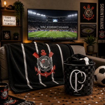 KIT BALDE DE PLÁSTICO E MANTA DE POLIÉSTER MODELO CORINTHIANS REF: 10140956
