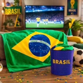 KIT BALDE DE PLÁSTICO E MANTA DE POLIÉSTER MODELO BRASIL REF: 10140961