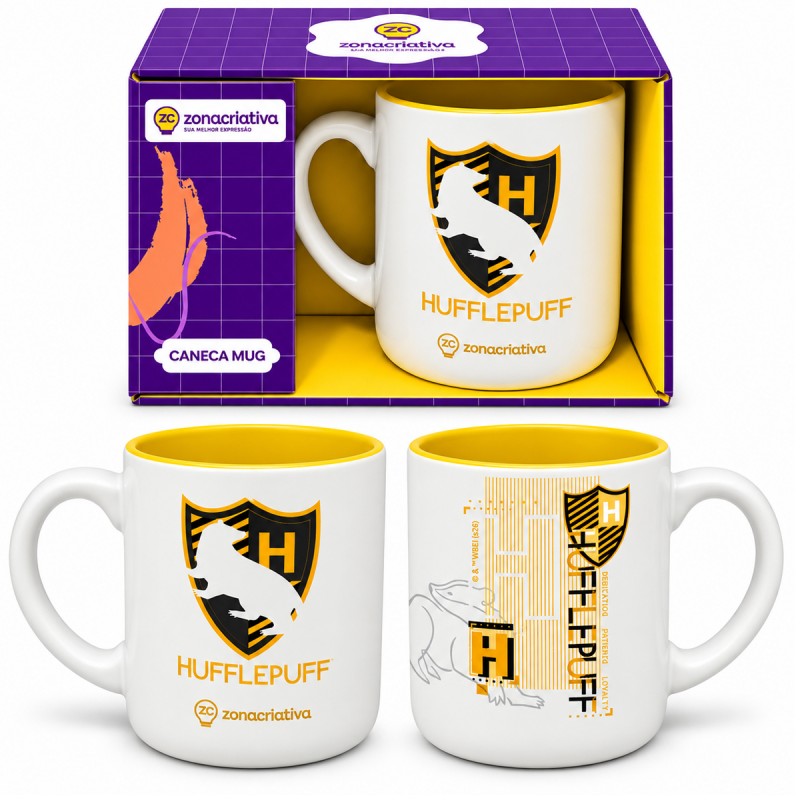 CANECA DE CERÂMICA 400ML MODELO HARRY POTTER HUFFLEPUFF REF: 10027395