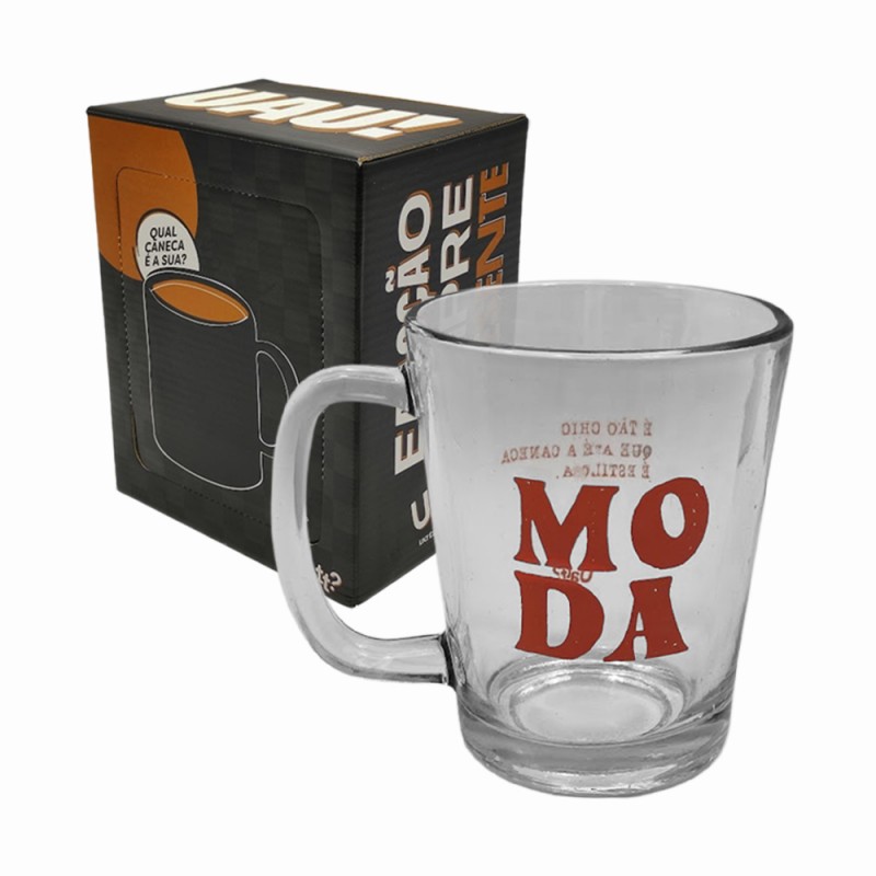 CANECA PROFISSÕES MODELO MODA EM VIDRO 300ML  REF: 38414