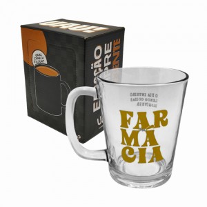CANECA PROFISSÕES MODELO FARMÁCIA EM VIDRO 300ML  REF: 38417 CANECA PROFISSÕES MODELO FARMÁCIA EM VIDRO 300ML  REF: 38417