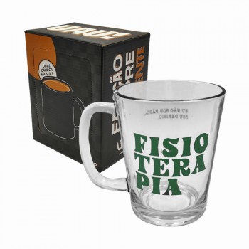 CANECA PROFISSÕES MODELO FISIOTERAPIA EM VIDRO 300ML  REF: 38421