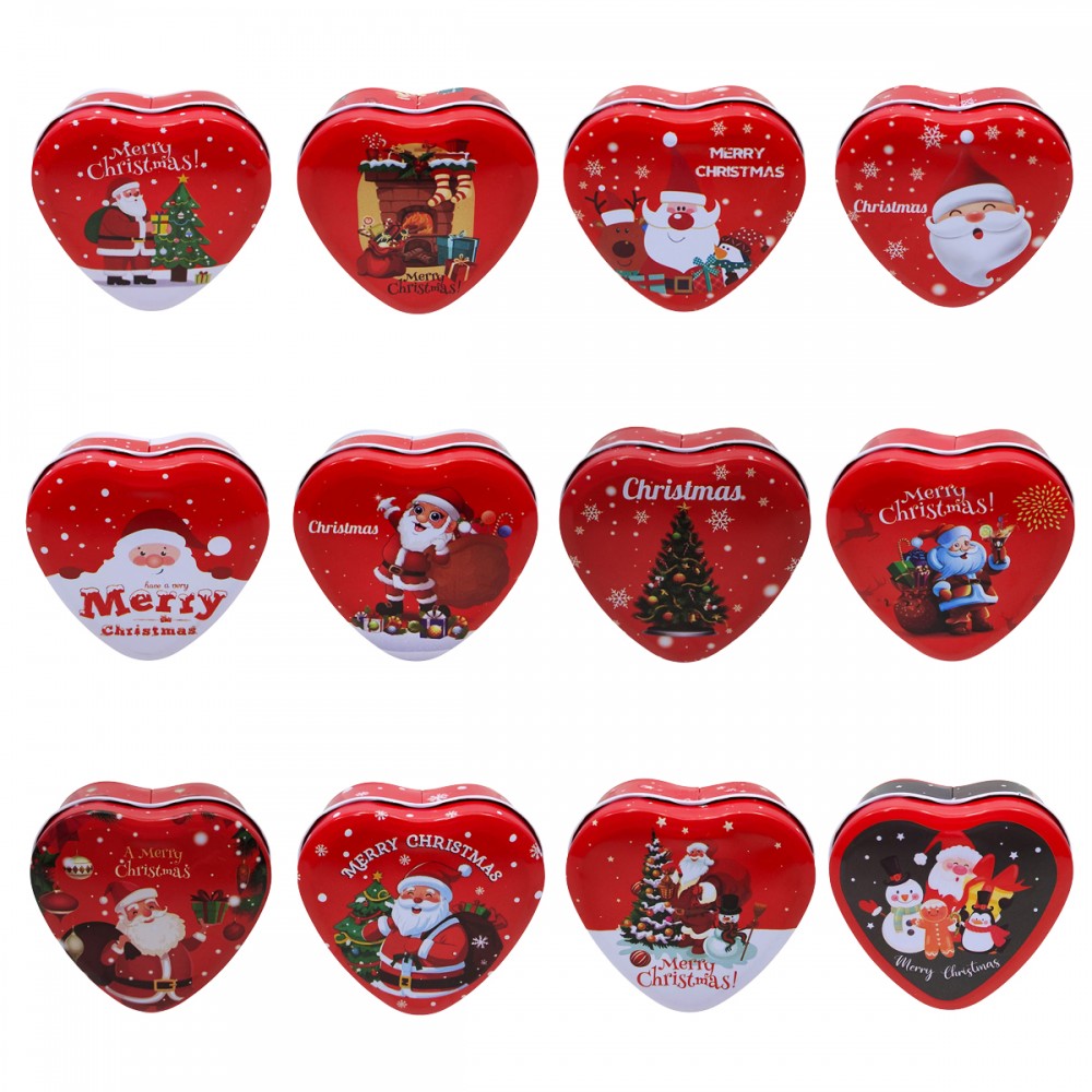 VELA AROMÁTICA DE NATAL CORAÇÃO DE CERA E LATA DE METAL REF: DT2765