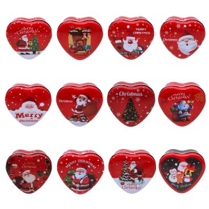 VELA AROMÁTICA DE NATAL CORAÇÃO DE CERA E LATA DE METAL REF: DT2765