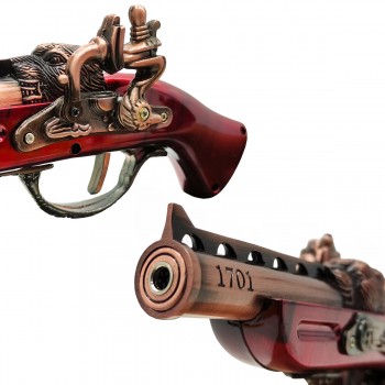 ISQUEIRO MAÇARICO DECORATIVO MODELO ARMA DE METAL E SUPORTE DE PLÁSTICO REF: FL1701