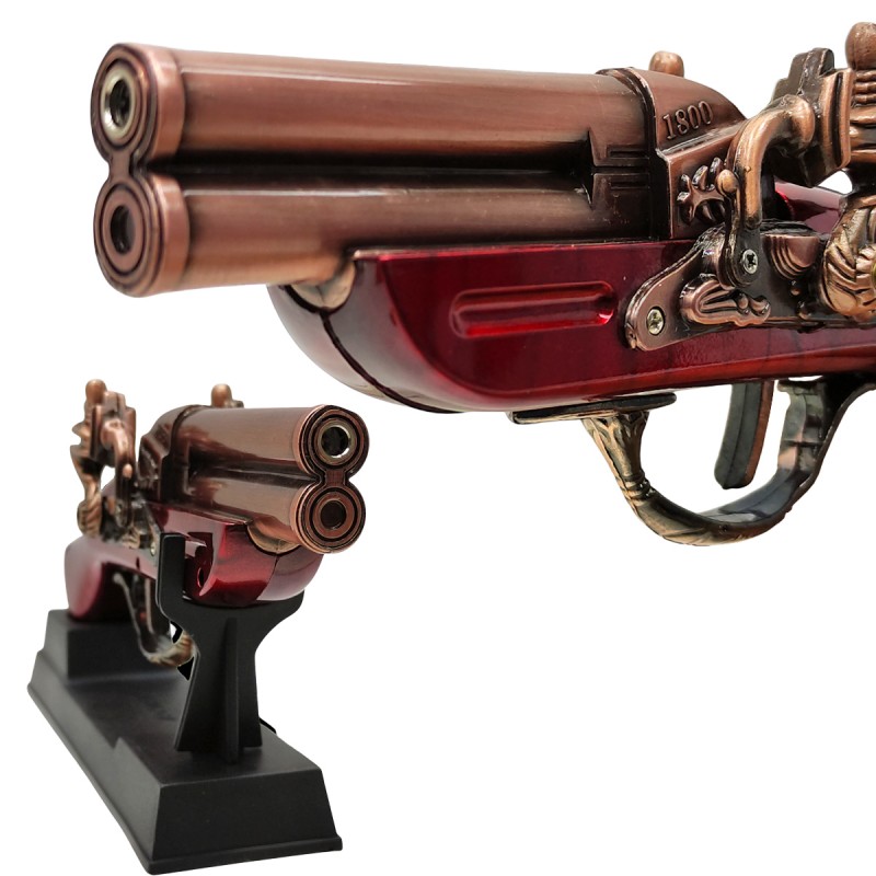ISQUEIRO MAÇARICO DECORATIVO MODELO ARMA DE METAL E SUPORTE DE PLÁSTICO REF: FL1800