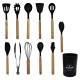 KIT UTENCÍLIOS DE COZINHA COLHERES DE SILICONE CABO EM MEDEIRA CONTÉM 12 PEÇAS EM REF: 30234 KIT UTENCÍLIOS DE COZINHA COLHERES DE SILICONE CABO EM MEDEIRA CONTÉM 12 PEÇAS EM REF: 30234